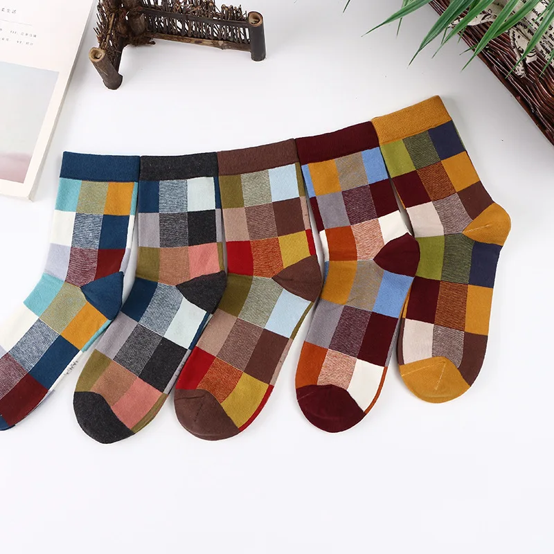 Носки мужские цветные из чесаного хлопка 5 пар|Мужские носки| |