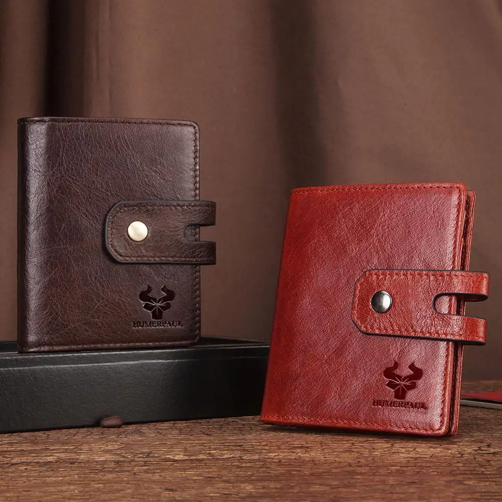 Унисекс RFID ретро классический кошелек Crazy Horse кожаный короткий бумажник верхний