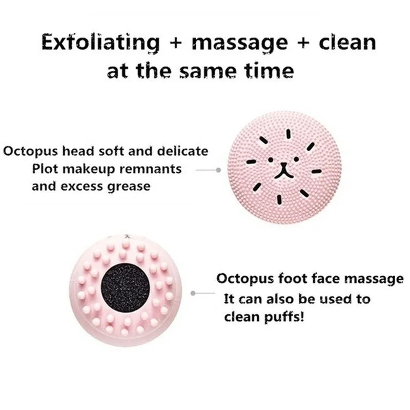 

Manual cleaning brush cleansing facial deep octopus silica porous cleaning brush scrub brush puff multifunction