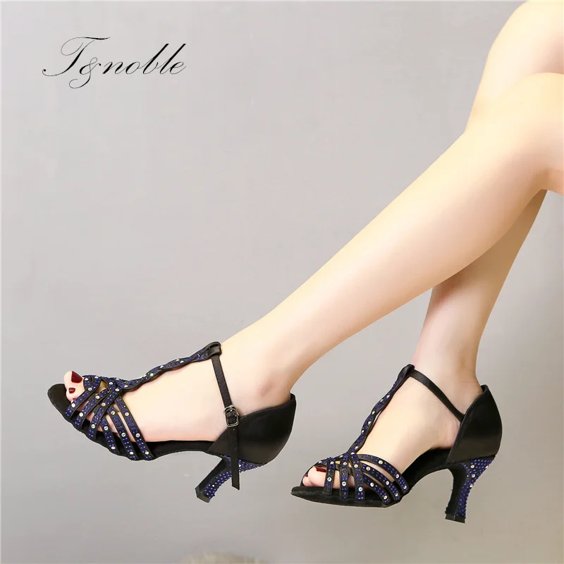 

Women Latin Dance Shoes Party Shoes Satin Shining Rhinestones Soft Bottom Woman Salsa Dance Shoes heel5CM-10CM