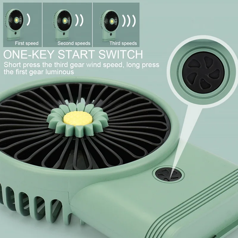 Миниатюрный ручной вентилятор с USB-зарядкой персональный 3 скоростями