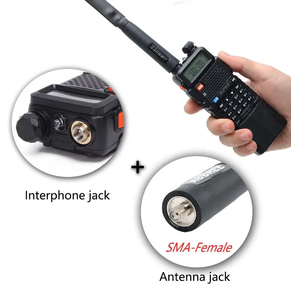 ABBREE SMA женский 124 см двухдиапазонный VHF/UHF складной CS тактическая антенна для Baofeng