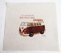 diy cotton and linen cloth hand dyed cloth painting meal mat rat apron hand made bag red bus
