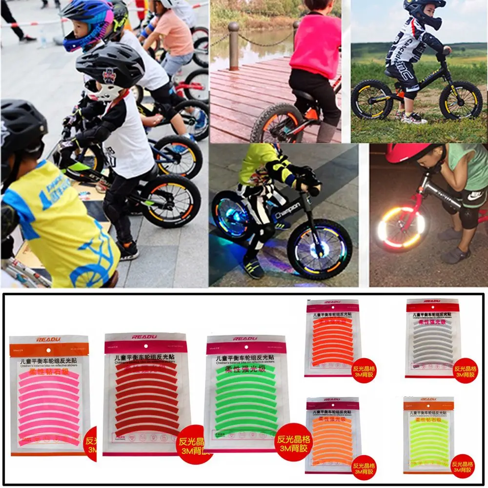 

Bright Warning Effect Safety Strips Children Balance Bicycle Tire Applique Tape Wheel Decals Bike Reflective Stickers