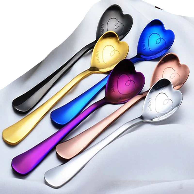 304 ложки в форме сердца из нержавеющей стали чайный кофейный мороженое фрукты