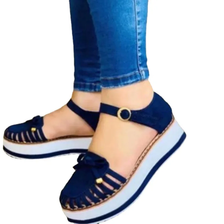 

Clogs With Heel 2021 Sandals Large Size Round Toe Velvet Shoes Suit Female Beige Muffins shoe Thick New Big Suede Black Summer F