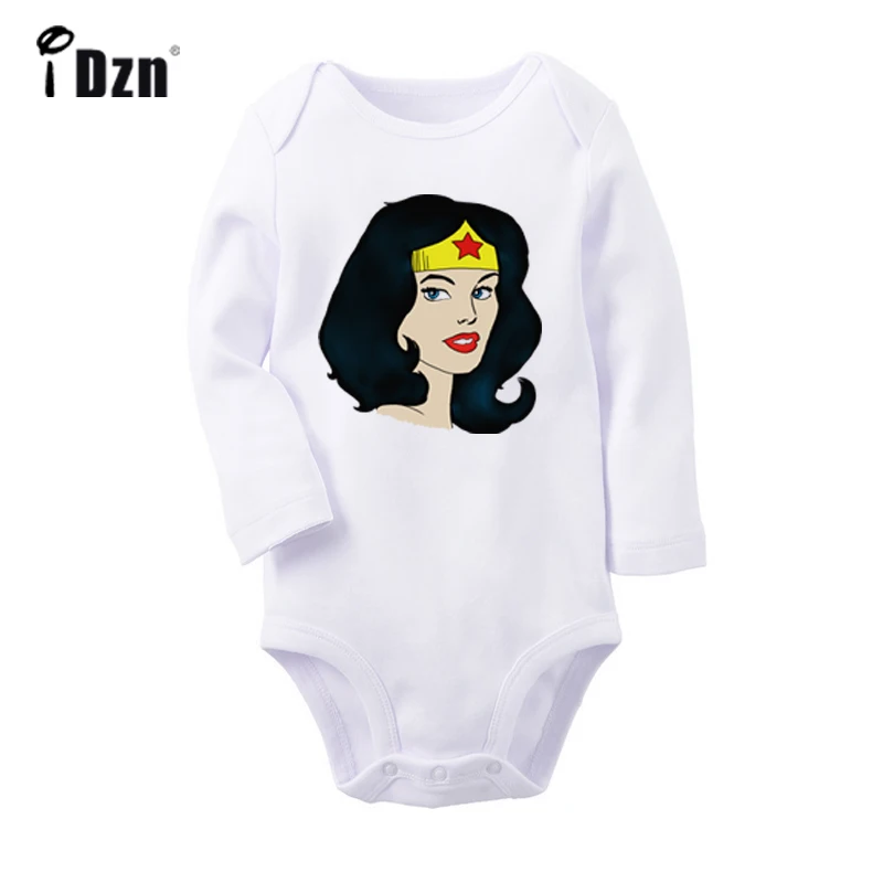 DC Diana Prince Wonder Woman Stars Head portrait боди для новорожденных с длинными рукавами малышей