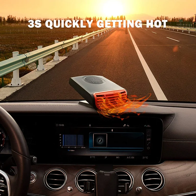 

Car Heater Portable Demister Defroster Windshield Deicer Heaters Fan 360 Degree Rotary Base 12V 150W