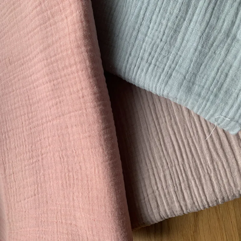 Натуральная хлопковая двойная марлевая ткань Crinkle ткань 135 см ширина 125 gsm для детской одежды постельные принадлежности ткань 100 метров CD03B