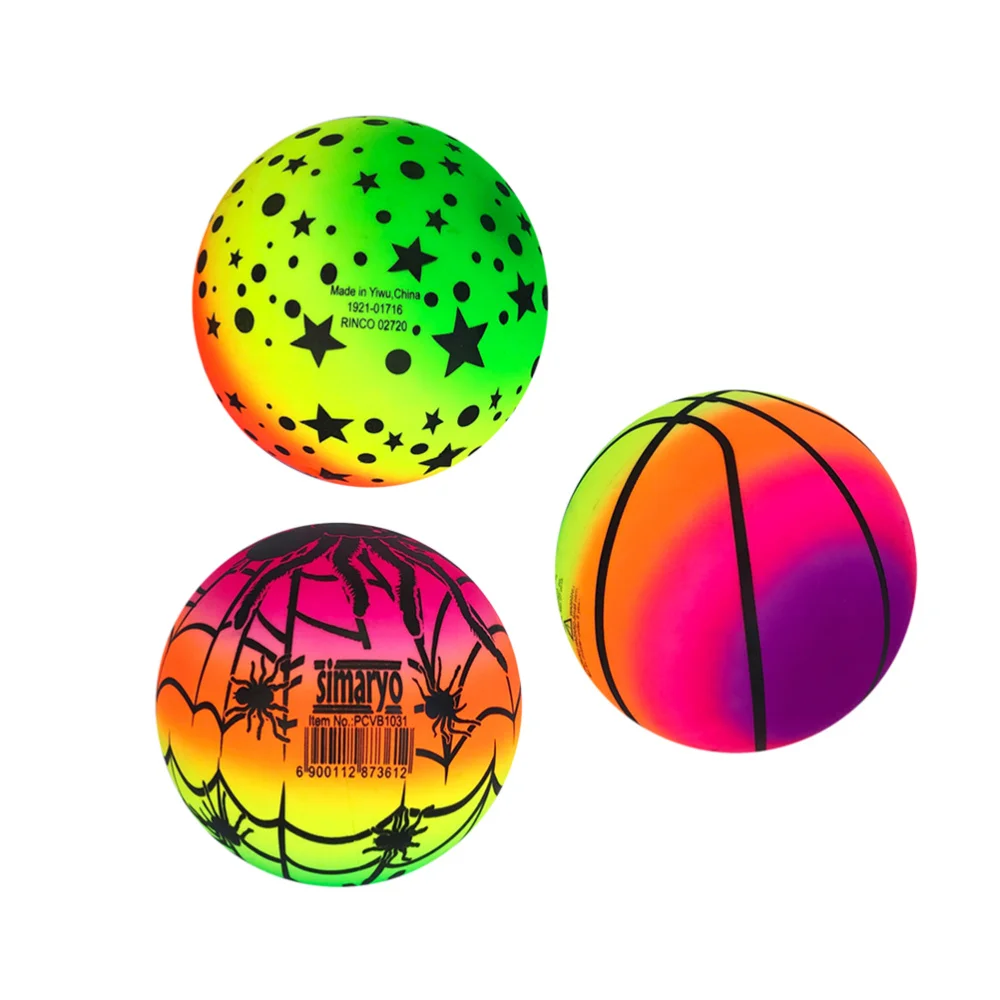 

3 Pcs 16 Rainbow Balls Elastic Eco-friendly PVC Beach Play Kickball Flap Children for Indoor Outdoor Playground
