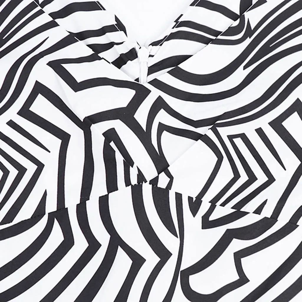 Vintage Summer Dress Women Zebra Print Spring Sleeveless V Neck Beach Elegant Sexy Party Dresses Robe Femme | Женская одежда