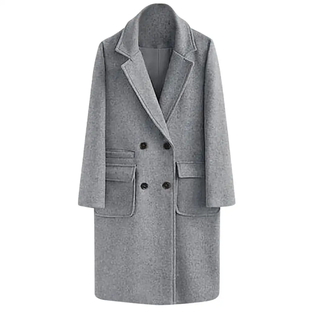 2019 пальто женское Шерстяное модное осенне зимнее однотонное с длинным рукавом и