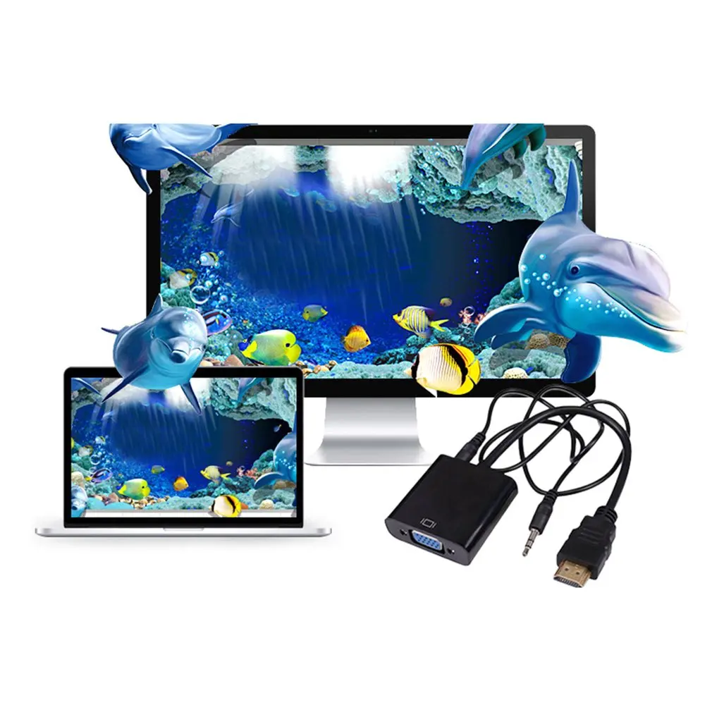1080P HDMI к VGA адаптер цифро-аналоговый преобразователь кабель для Xbox PS4 портативных ПК ТВ коробка к проектору дисплей HD ТВ