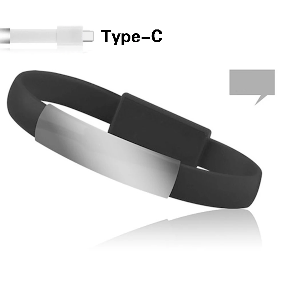 Портативный мини браслет KISSCASE Type C/8Pin/Micro USB кабель для зарядки и передачи данных