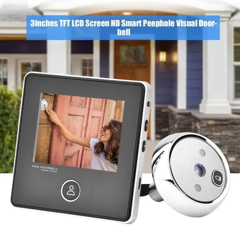 Smart HD visual doorbell for 35-110mm door pipehole video phone wide angle night vision camera infrared Motion sensor | Безопасность и