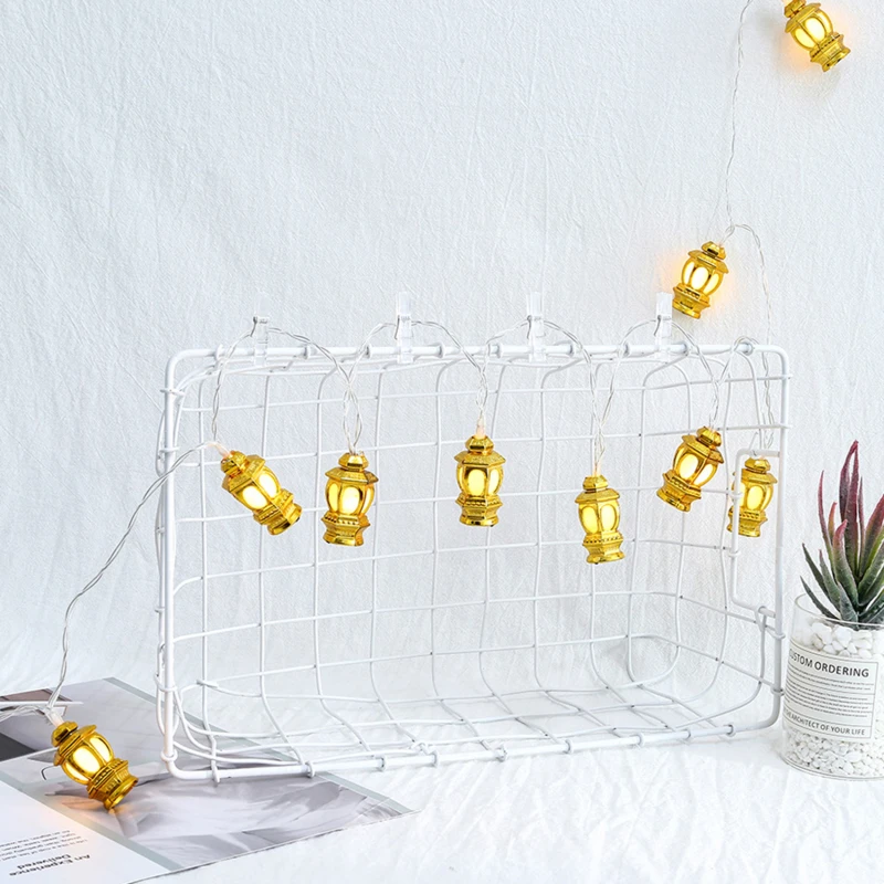 

Vintage Plastic Lantern Led String Lights Ramadan Kareem Decoration Eid Mubarak Gift Al-fitr Eid Festival Party Supplies