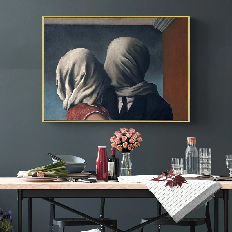 Картина из холста поцелуй возлюбленный от Rene Magritte постеры и принты в современном