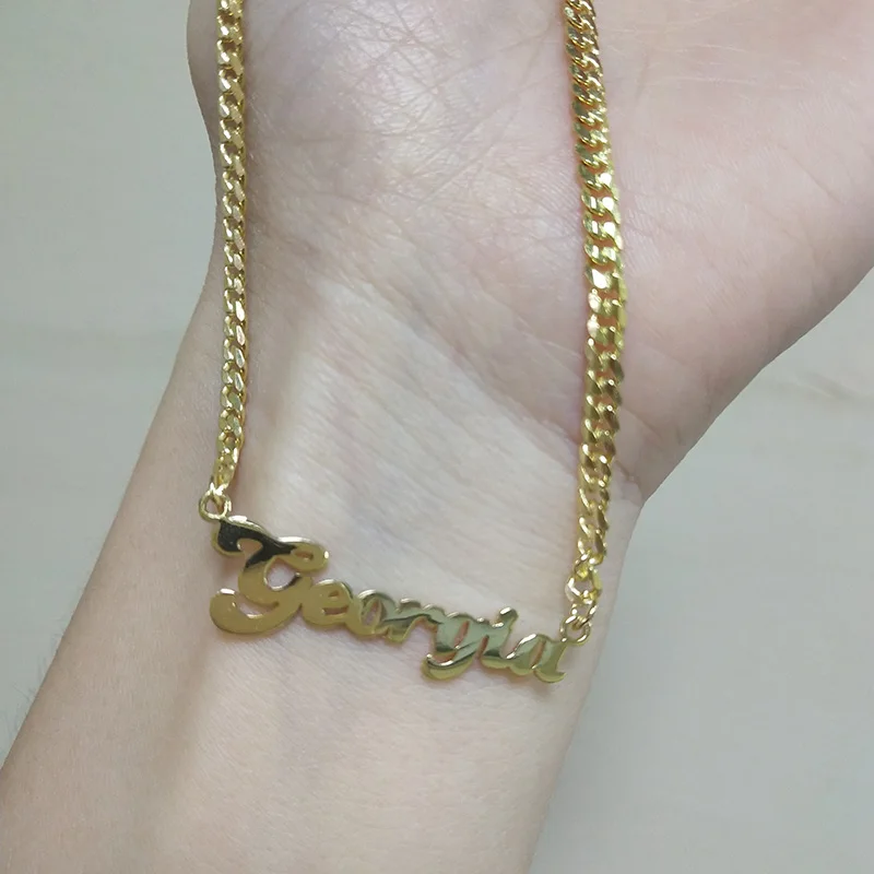 Золотое колье с именной табличкой на заказ мужское и женское именное ожерелье