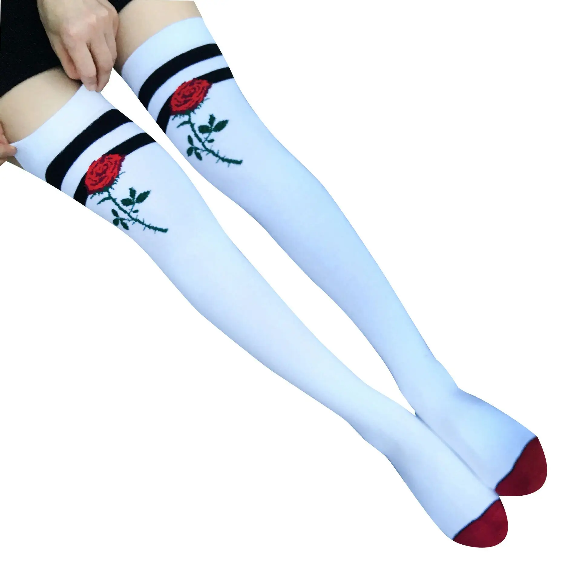 Теплые зимние женские гольфы полосатые розовые носки с рисунком пикантные