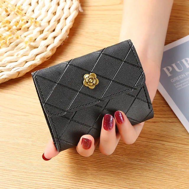 

Fashion Flower Plaid Women Wallet Short Leather Clutch Bag Ladies Girls Casual Small Purse Money Credit Card Holder Coin Pouch
