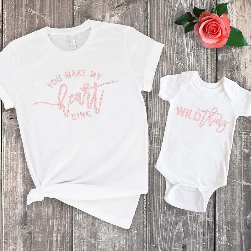 

Wild Thing Shirt You Make My Heart Sing Family Matching Clothes Mommy and Me Outfit Kids Summer T-Shirts Girls Outfits XXL