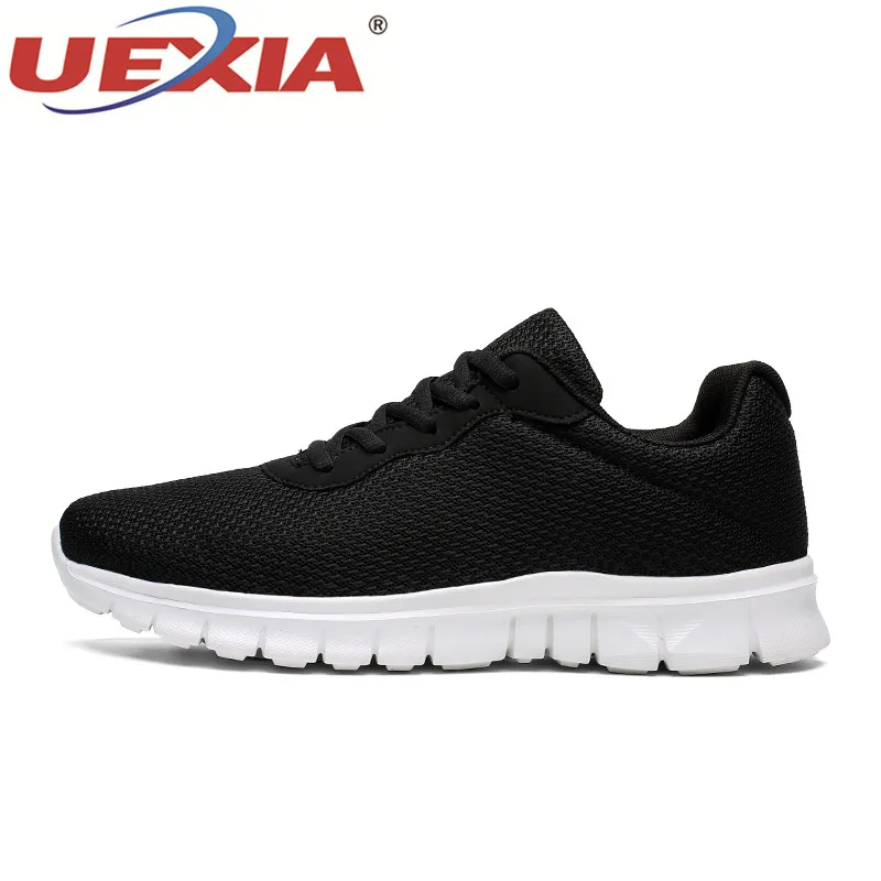 black white 0560 UEXIA/кроссовки; Повседневная обувь; Мужская прогулочная Обувь На Шнуровке; сезон весна-осень; модная дышащая удобная мужская обувь; zapatos hombre - Цвет: black white 0560