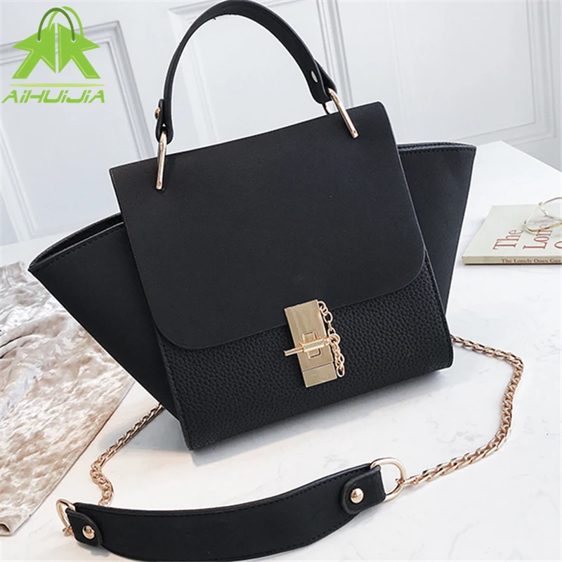 

Large Capacity Solid Color Handbag for Women PU Leather Frosted Wings Shoulder Messenger Bag Trend Female Shoulder Crossbody Bag