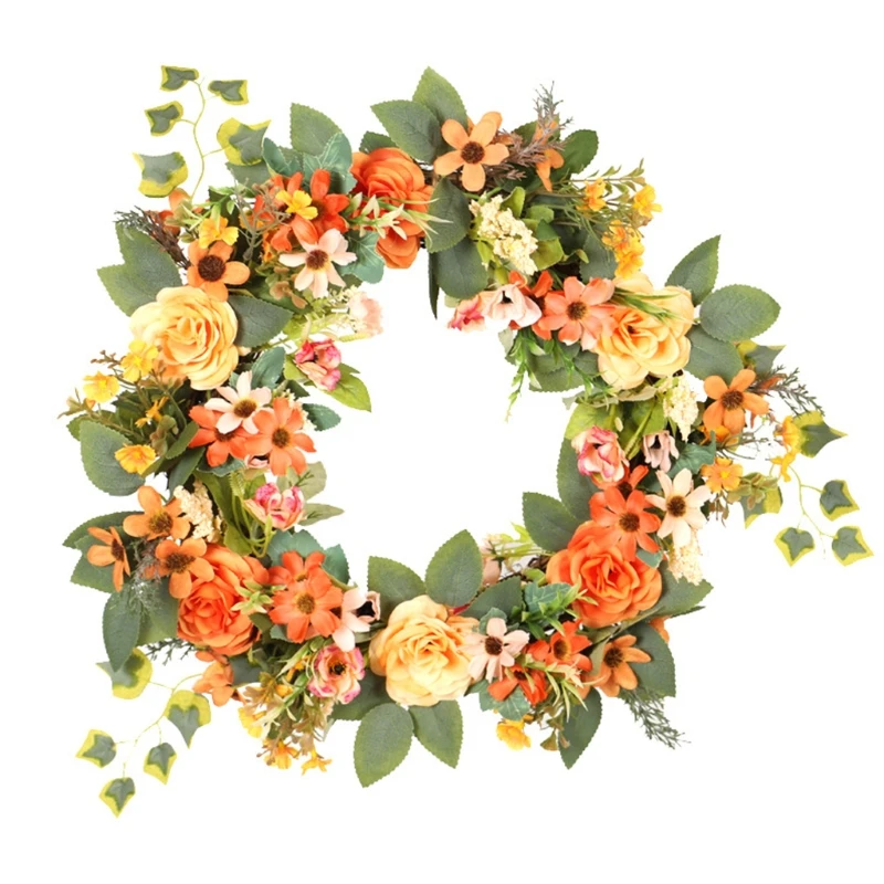 

Spring Wreath Artificial Flower Wreath for Front Door 15.74 in for Window, Outdoor, Wedding, Wild Chrysanthemum and Peony Wreath