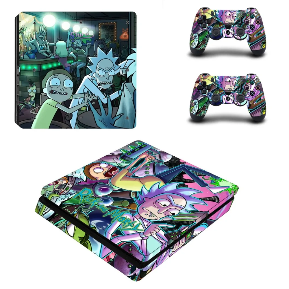 Rick and Morty полное покрытие лицевые панели PS4 тонкая кожа Виниловая наклейка, стикер для консоли Playstation 4 и контроллеров PS4 Slim Skin
