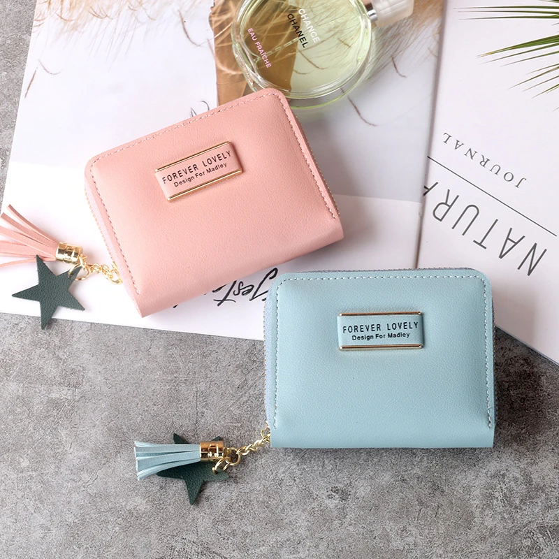 

Hot Luxury Leather Wallet Women Cute Tassel Ladies Purse Card Holders Zipper Money Pocket Female Clutch Bag Fashion Wallet Short