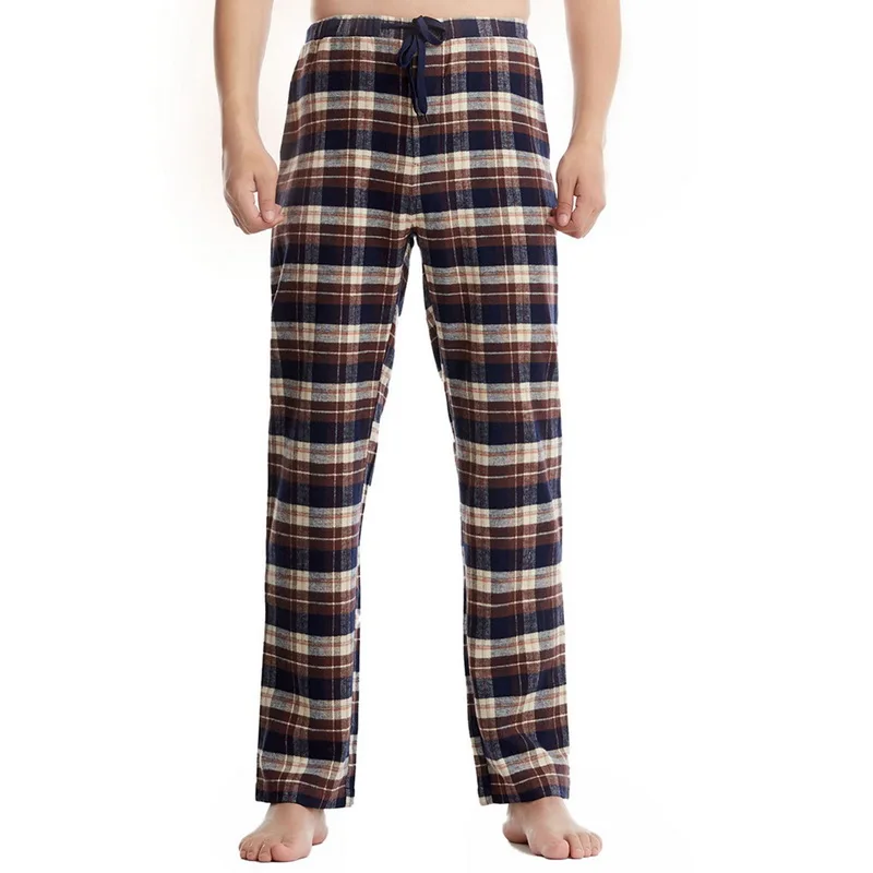 

Men's Home Pants Cotton Flannel Autumn Winter Warm Sleep Bottoms Male Plus Size Plaid Print Sleepwear Pajama Pants For Men