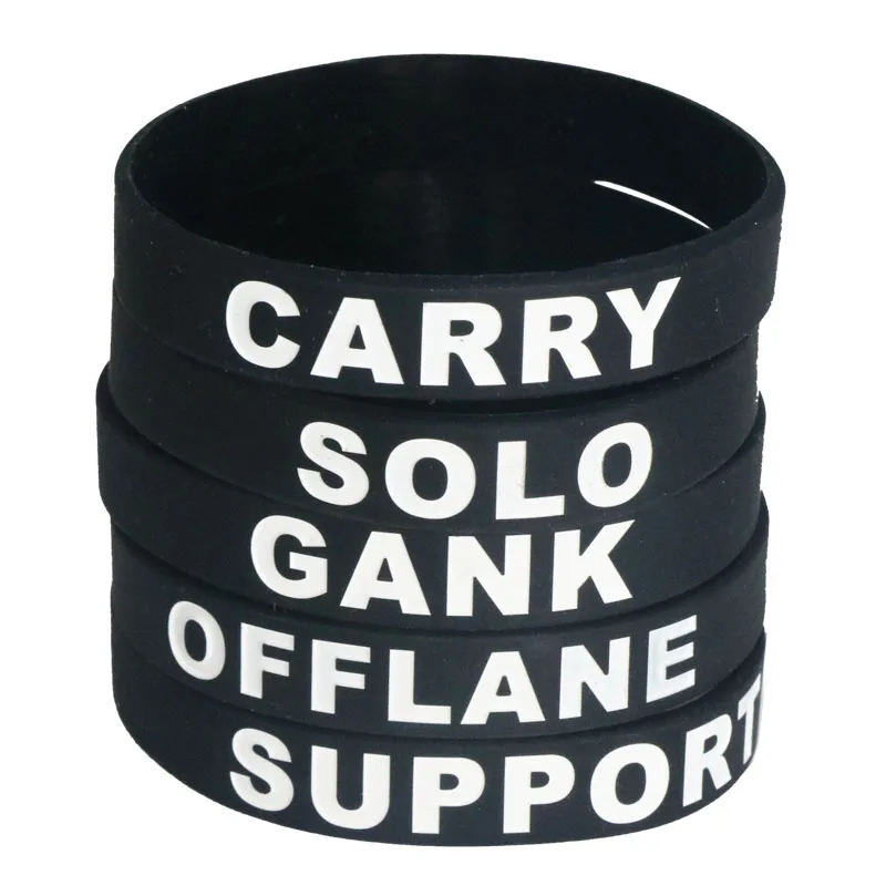 

1PC Game CARRY SOLO GANK OFFLINE SUPPORT Silicone Bangles & Bracelets Letter Debossed Sport Wristbands Men Gift Jewelry SH008