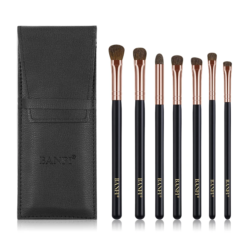 

7Pcs Eyeshadow Makeup Brushes Soft Natural Animal Hair Wood Handle Eye Shadow Blending Make Up Brush Set With Bag Cosmetic Tool
