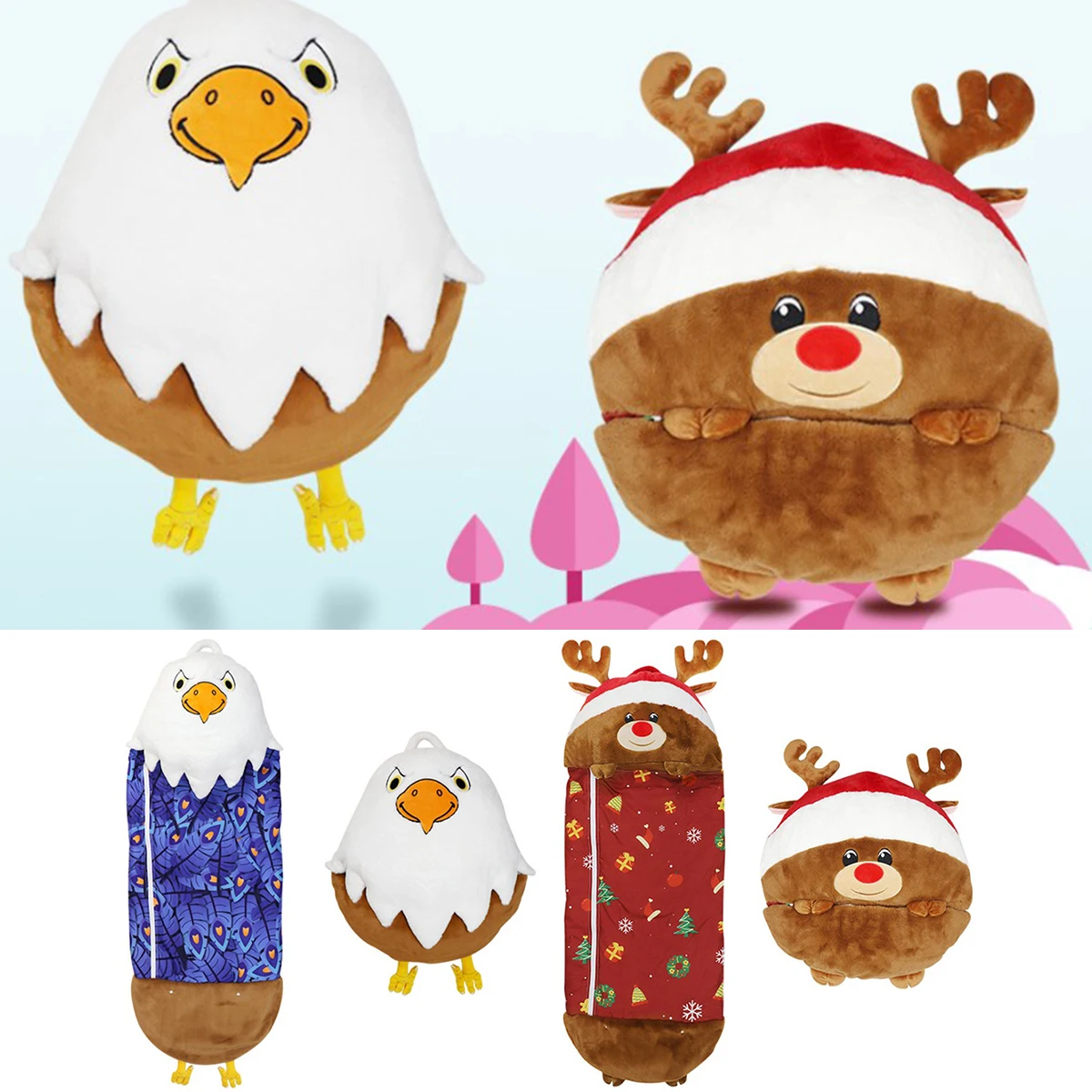 

Ультралегкий мультяшный спальный мешок, многофункциональный детский спальный мешок, складная подушка для сна, мягкая, уютная, машинная сти...