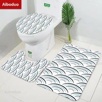 aiboduo 3pcsset nonslip ukiyo e giant waves white home decoration bathroom pad toilet lid cover set bathmat rug bathroom carpet
