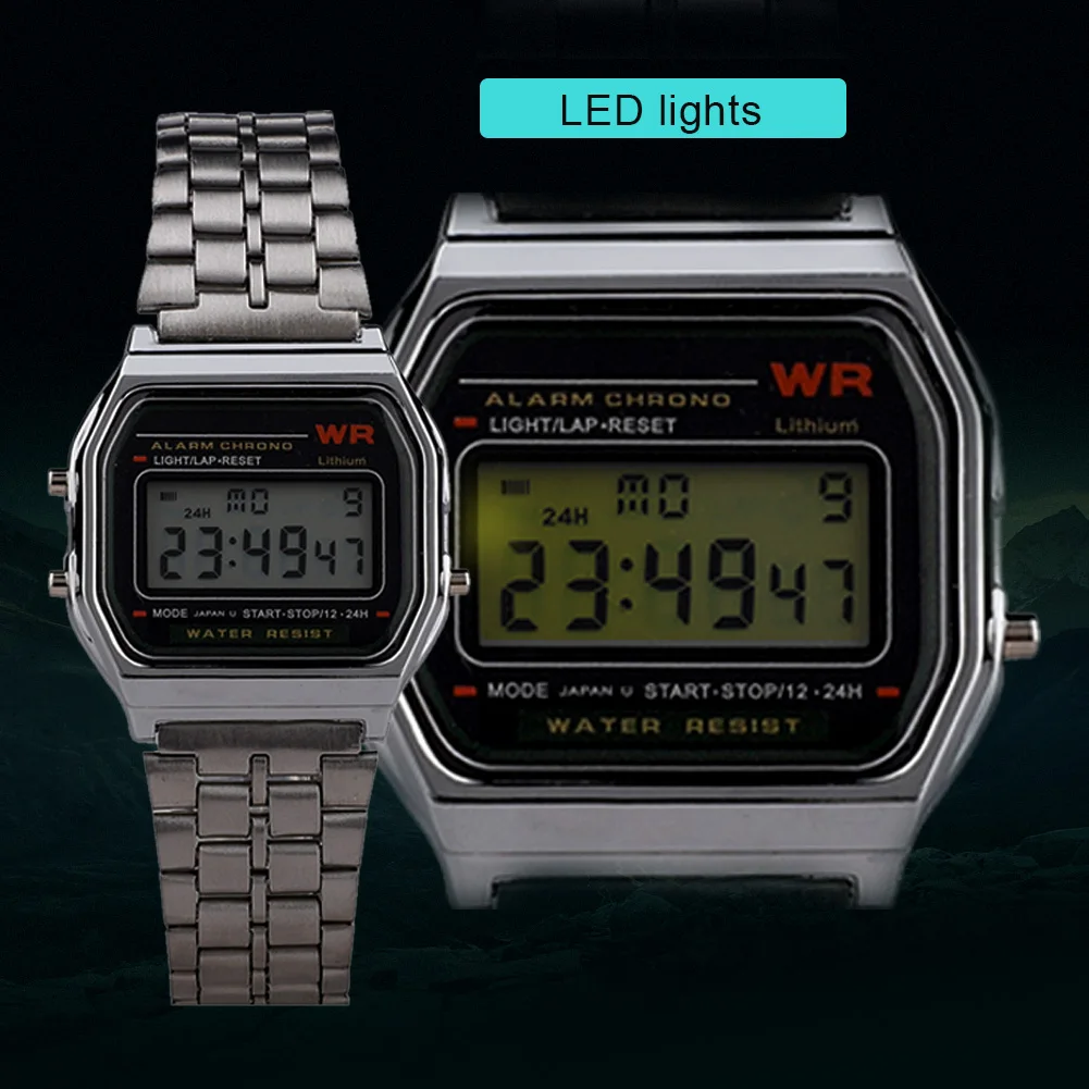 Женские и мужские часы золотые ретро светодиодные цифровые спортивные военные