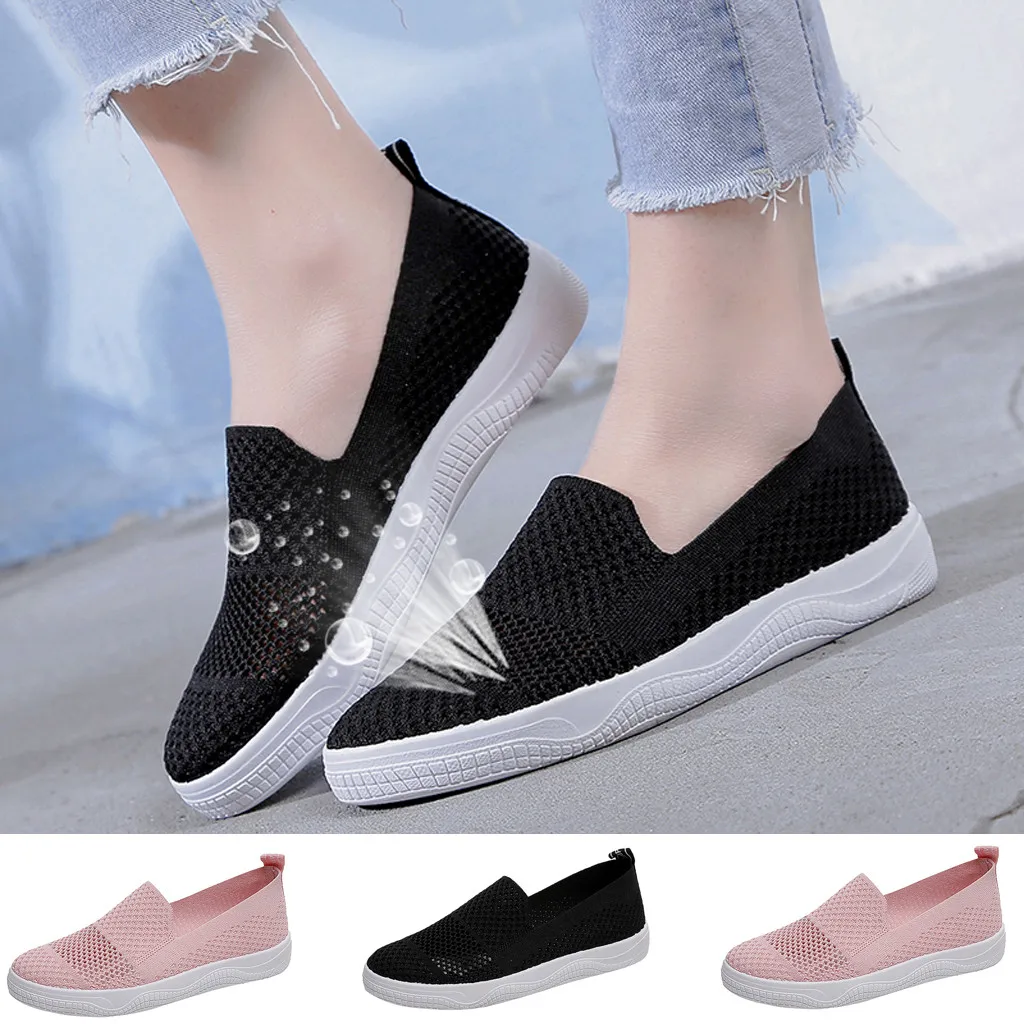

Women's fashion casual solid color round head open toe mesh casual shoes flat comfortable lazy shoes new listing 2020