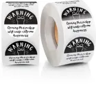 500pcs Extreme Happiness Stickers Black and White Warning Labels Round Warning Stickers Self-Adhesive Labels Crafting Tags