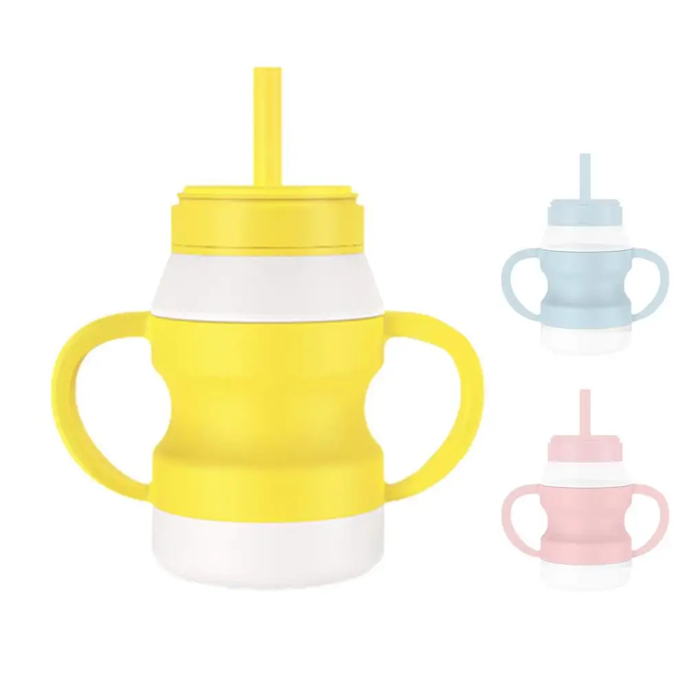 

Baby Feeding Cups Toddlers Silicone Sippy Cups Spill-Proof Handle Silicone Straw Cup Baby Learning Silicone Sippy Leakproof Cup