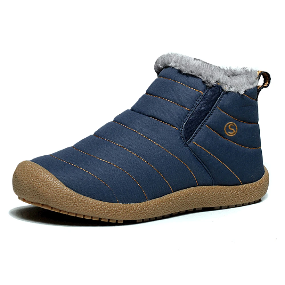 Модные мужские ботинки на меху зимние водонепроницаемые хлопковые удобная