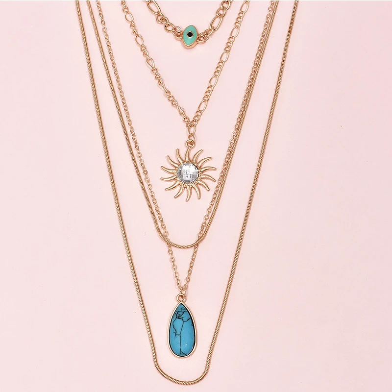 5 шт./компл. ожерелья в стиле &quotРетро&quot для женщин богемном из натурального камня