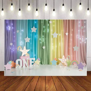 Mehofond фон для фотосъемки с цветными занавесками и звездами для новорожденного ребенка на день рождения или вечеринку Фотофон реквизит для ф...
