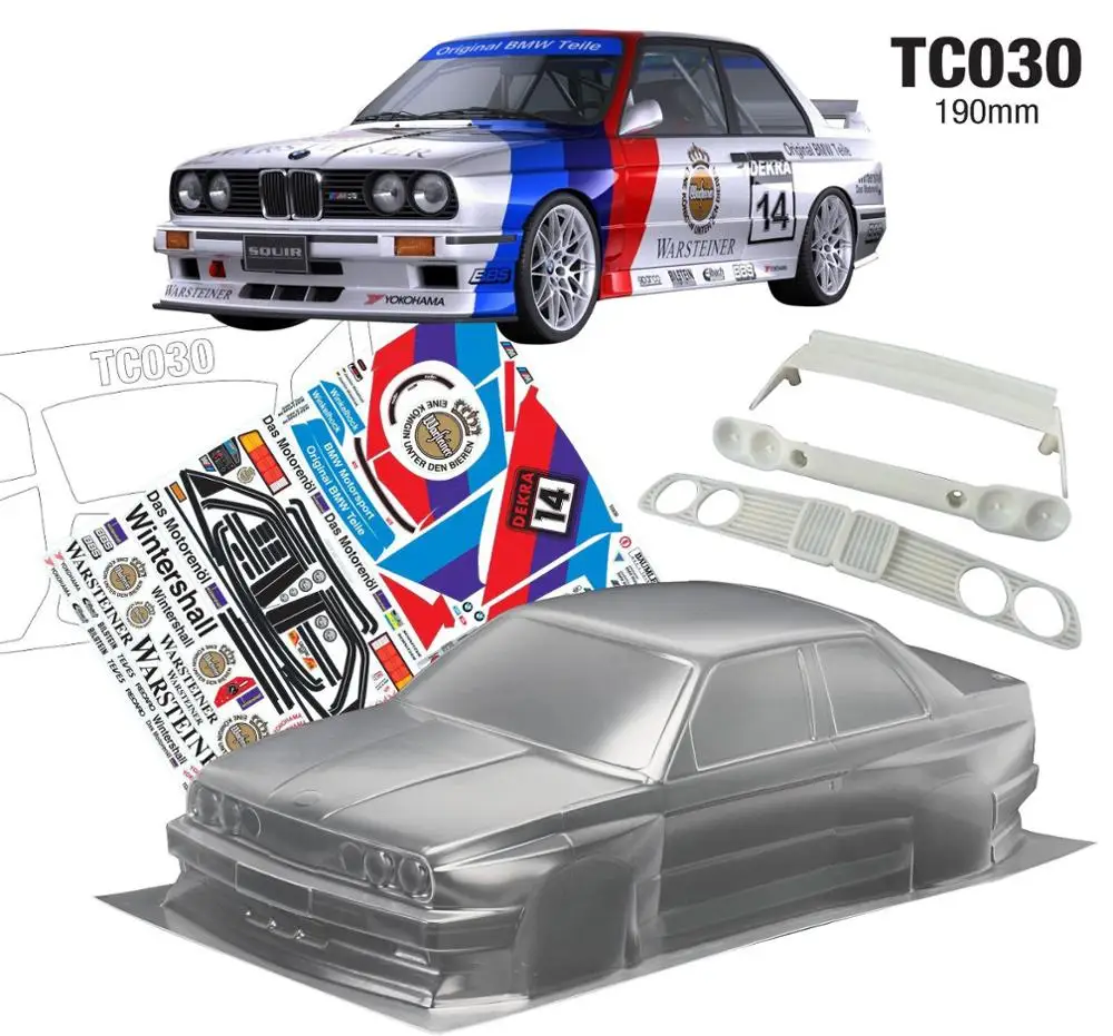 3style E30 M3 316 Sport Evolution 1/10 drift RC PC body shell 190mm width Transparent clean no painted for hsp yokomo mst Tamiya enlarge