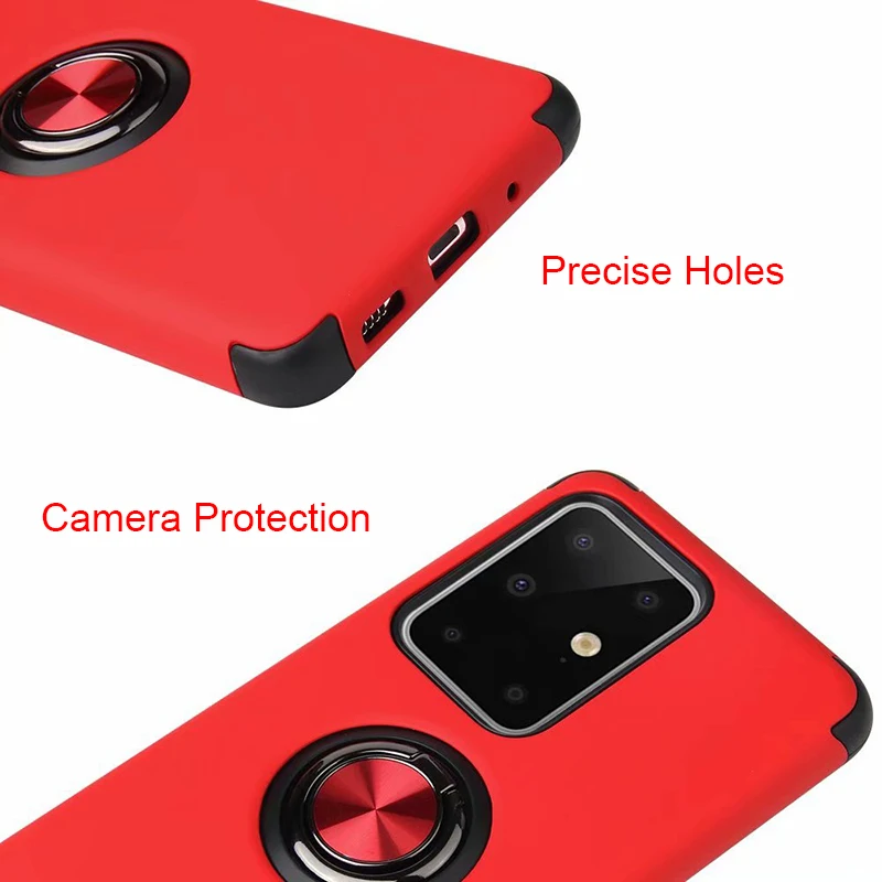 

2020 New Original Phone Case for Samsung S20 Plus Ultra Soft TPU PC Cover Drop Resistant Camera Protection Aluminum Ring Bracket