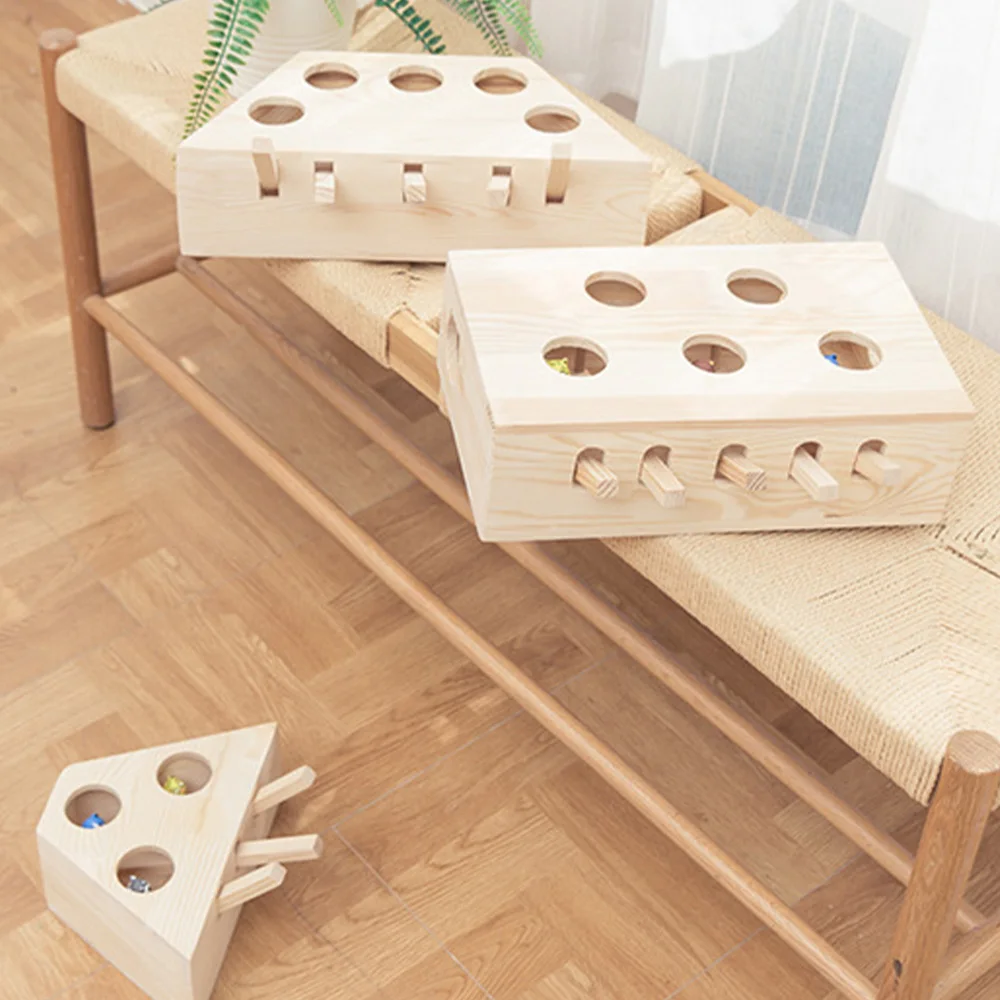 Интерактивные игрушки для кошек мышей 5 отверстий твердая древесина Крот игра