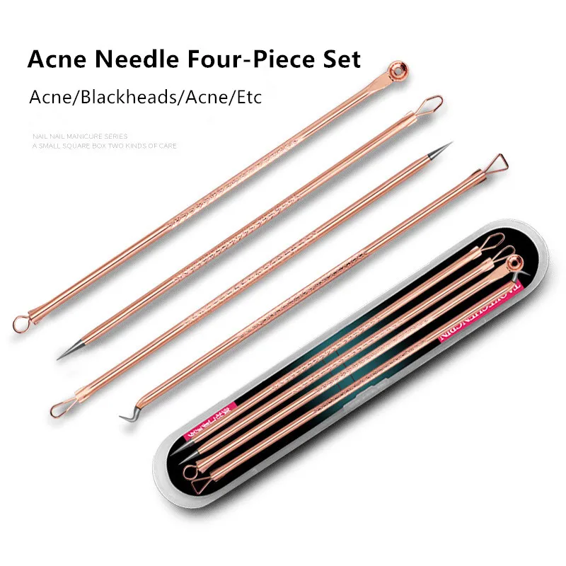 

Newest Dual Heads Acne Needle Blackhead Blemish Squeeze Pimple Extractor Remover Spot Cleaner Beauty Skin Care Tools 4 Pcs/Set