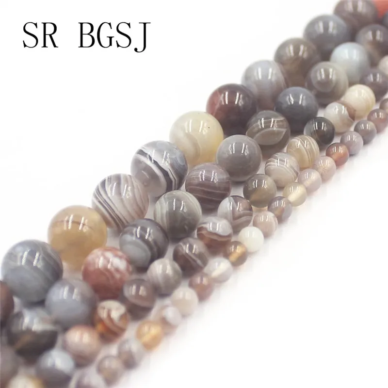 

Free Shipping 4 6 8 10mm 3A Grade Botswana Agat Onyx Gems Natural Round Stone Loose Beads DIY Strand 15"