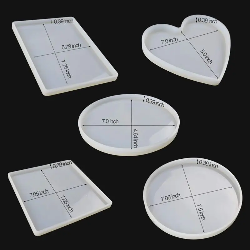 

Large Coaster Silicone Resin Mold Round Square Rectangle Heart Oval Shape Molds