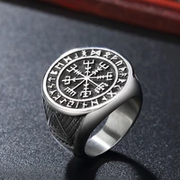 vintage viking compass ring for men nordic ethnic belief odin viking rune ring stainless steel fashion jewelry gift wholesale