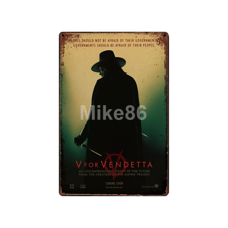 [Mike86] V для vendetta Movie винтажный металлический постер в пабе магазин ретро